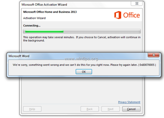 Microsoft office activation failed fix